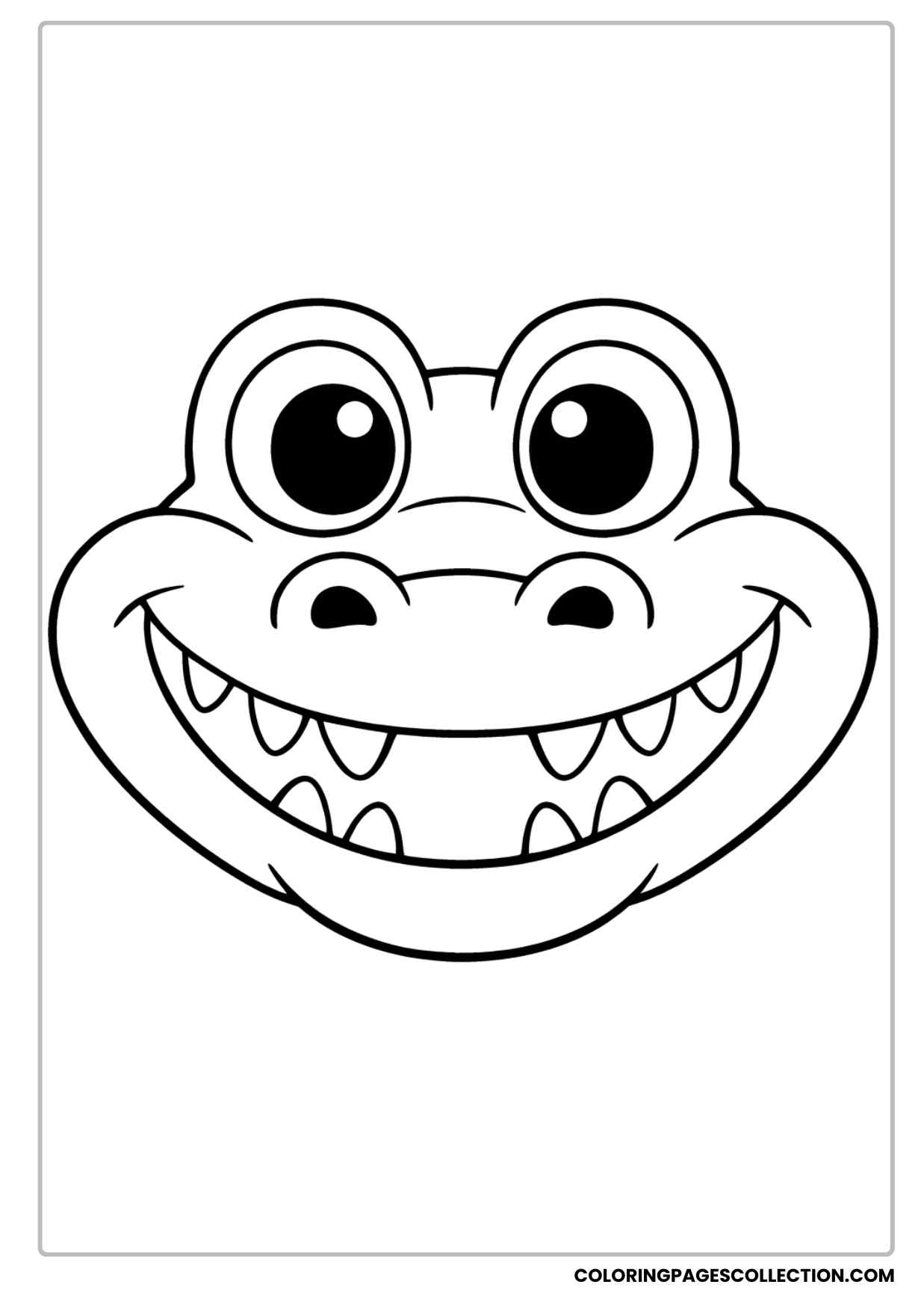 cute smiling baby alligator face coloring page