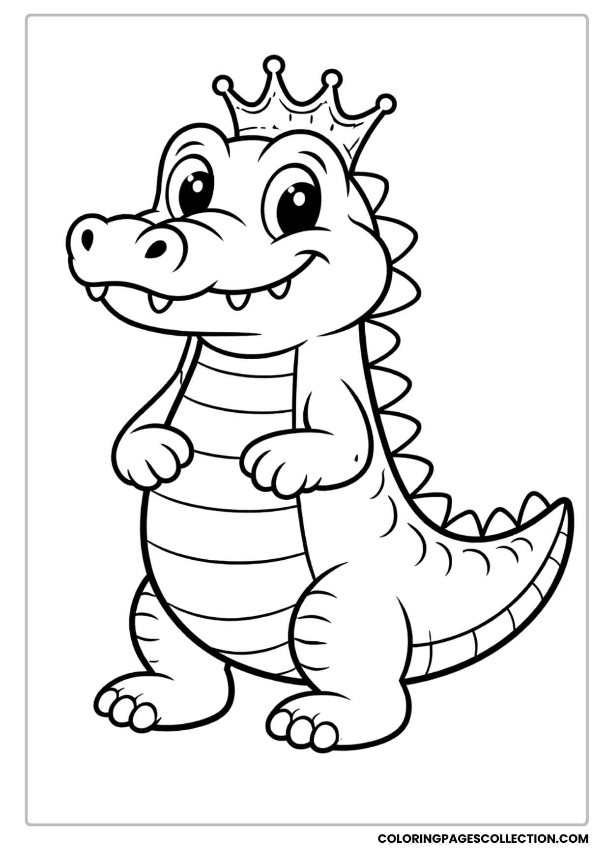 royal alligator wearing a crown coloring sheet