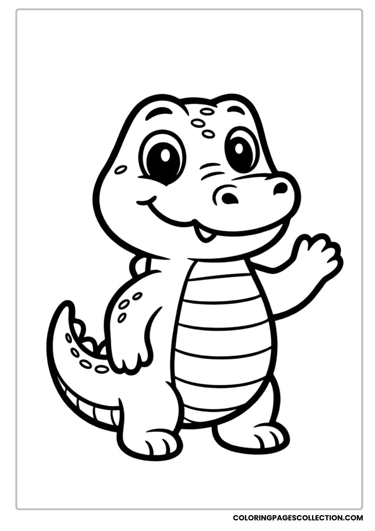 friendly standing alligator cartoon coloring page