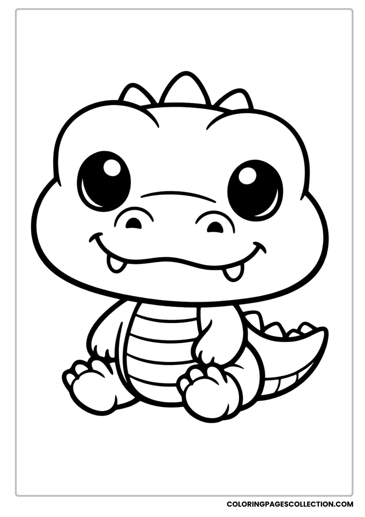 adorable sitting baby alligator coloring sheet