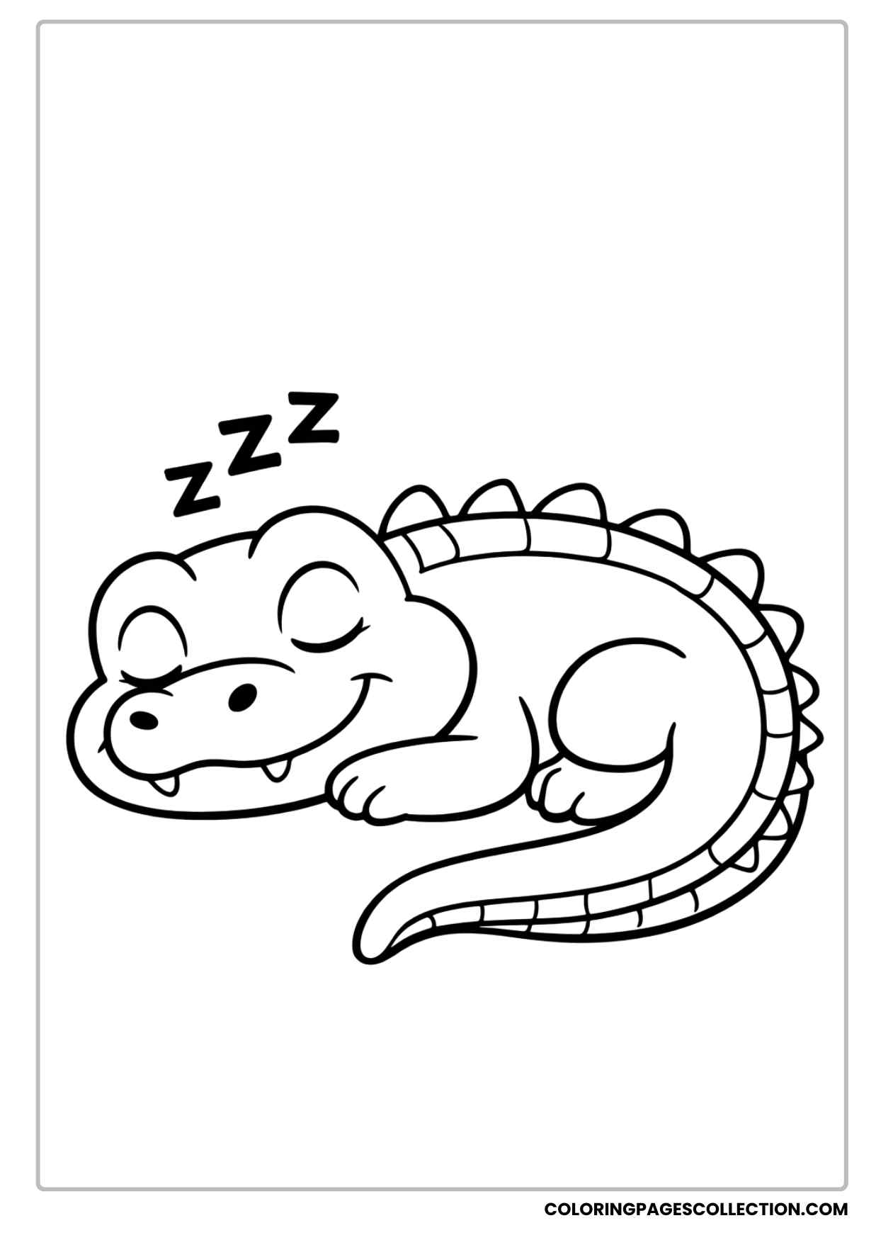 sleeping baby alligator dreaming coloring page