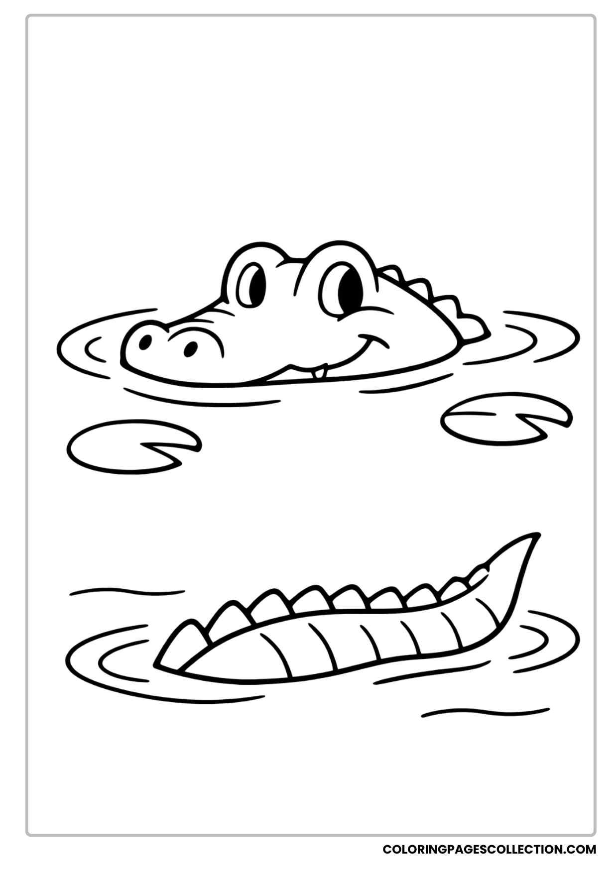 alligator swimming in the water coloring page