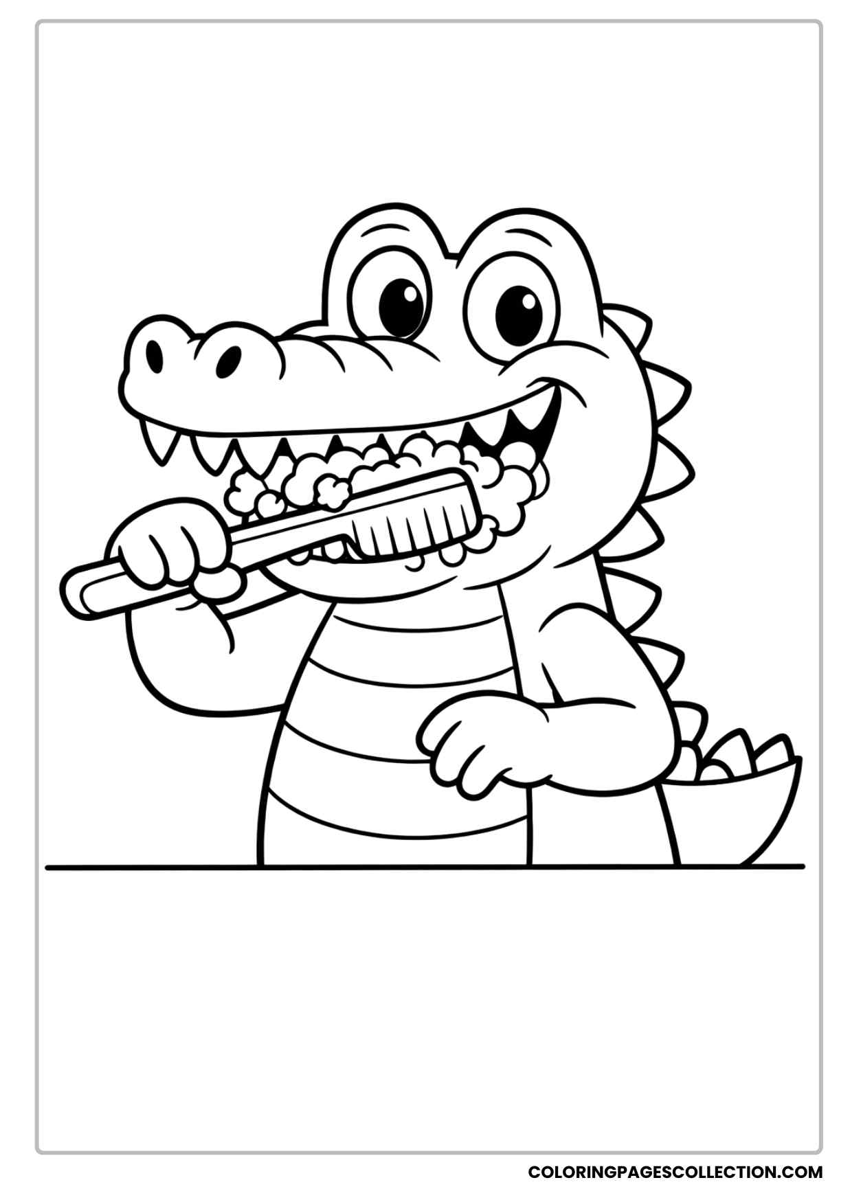 cute alligator waving hello coloring page