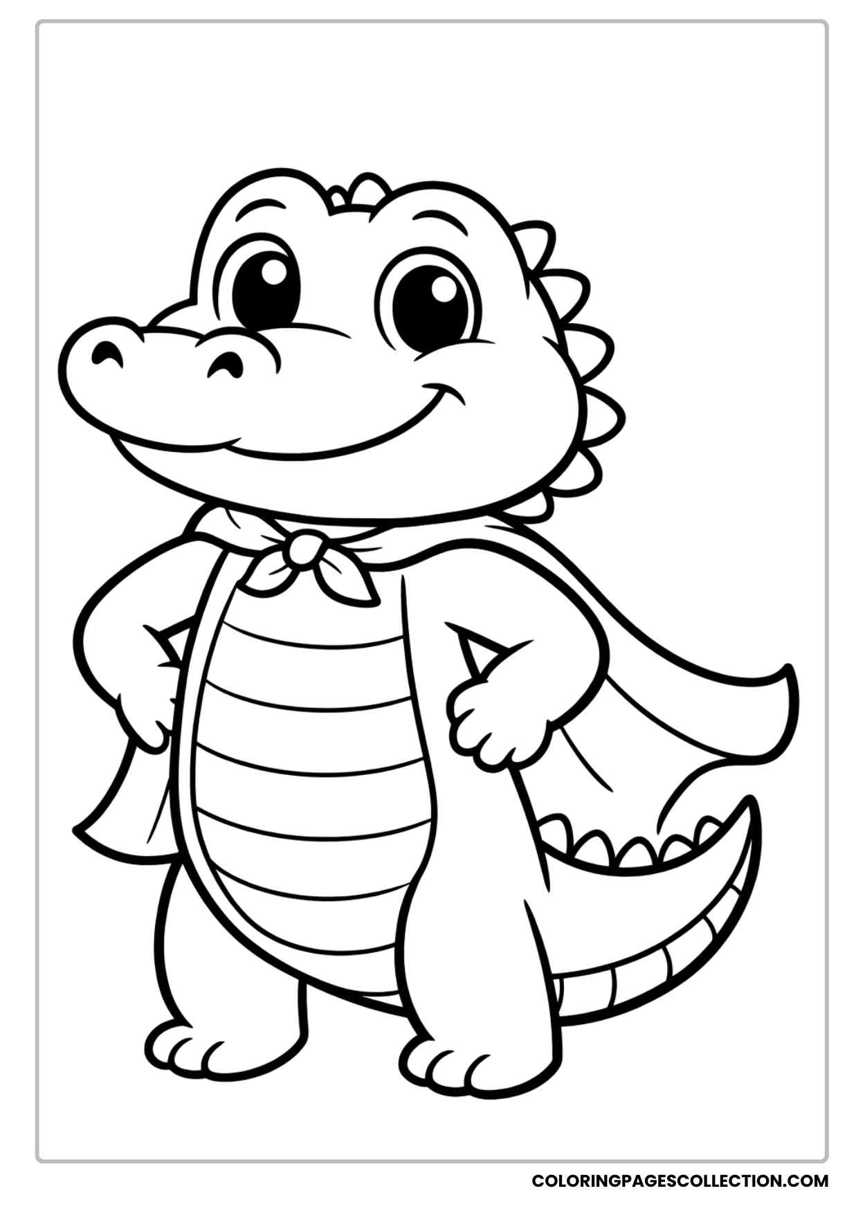 confident little alligator standing pose coloring sheet