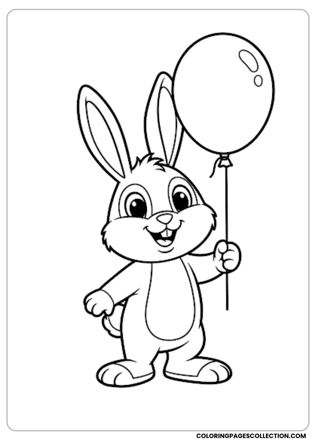 bunny holding balloon coloring page