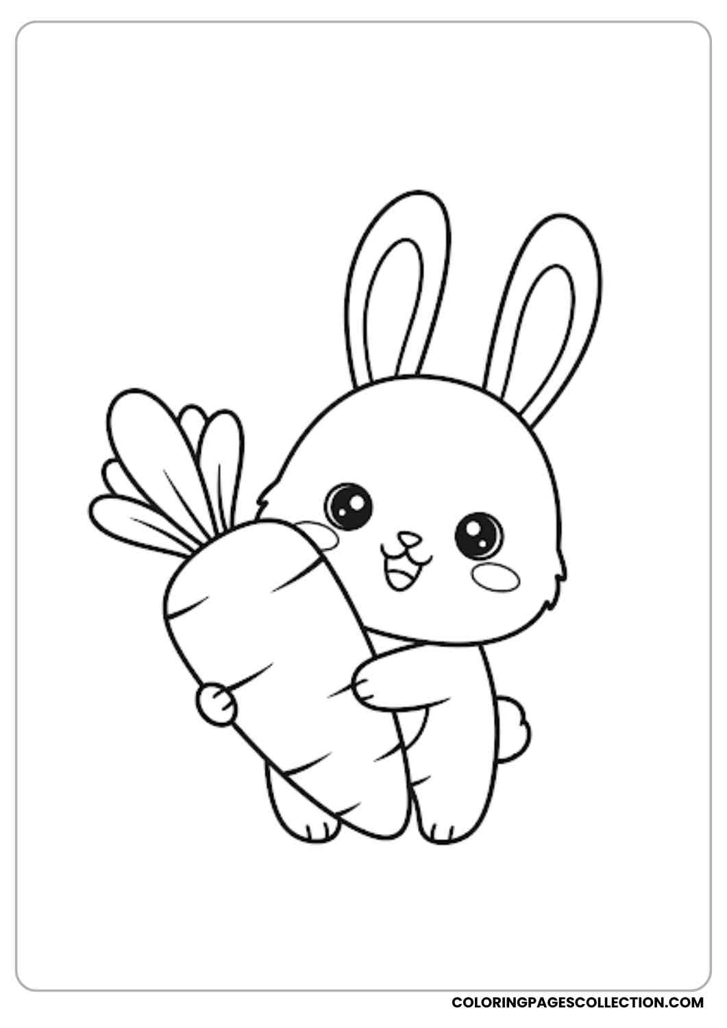 bunny hugging carrot kawaii style coloring page