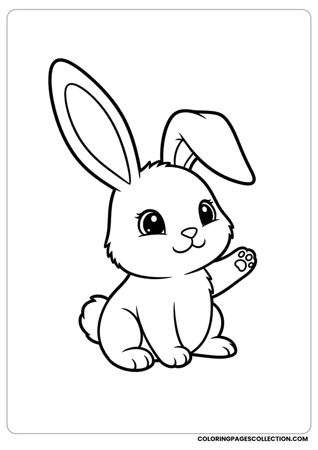 baby bunny with big ears sitting coloring page