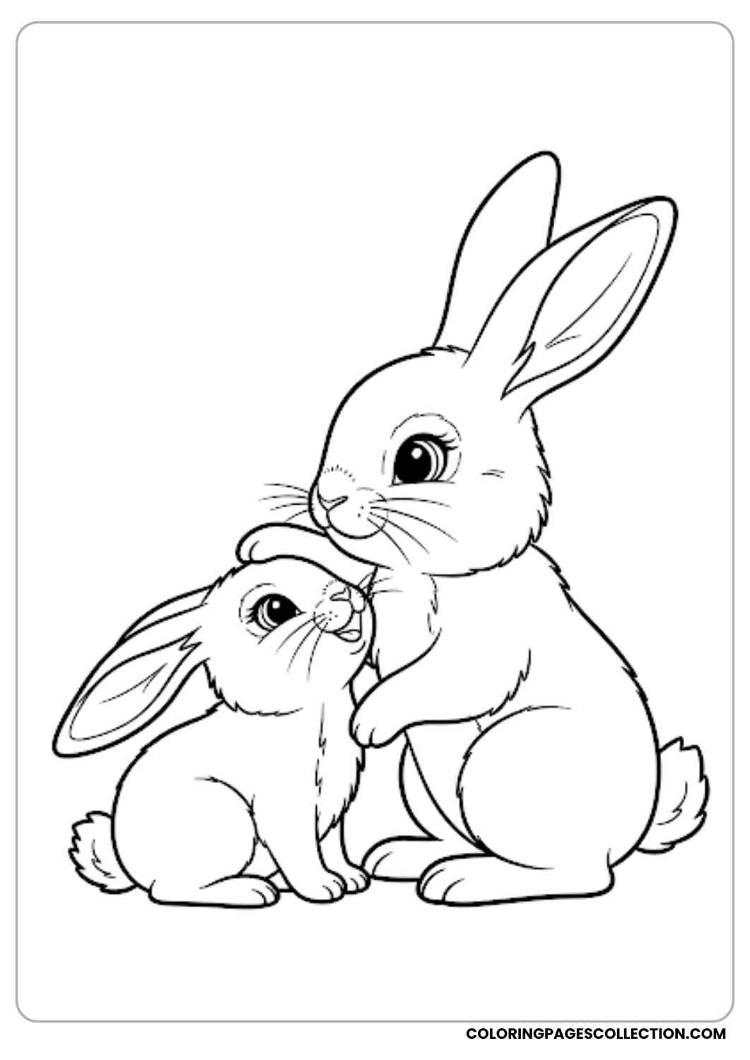 two bunnies sitting together coloring page