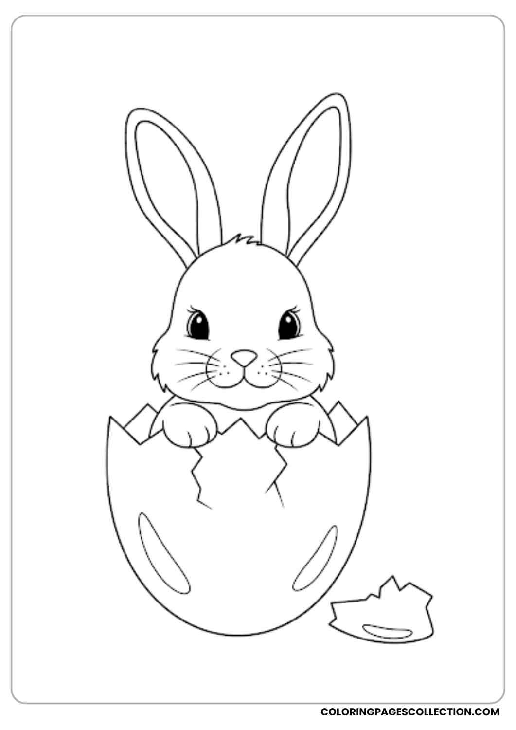 bunny popping out of eggshell coloring page