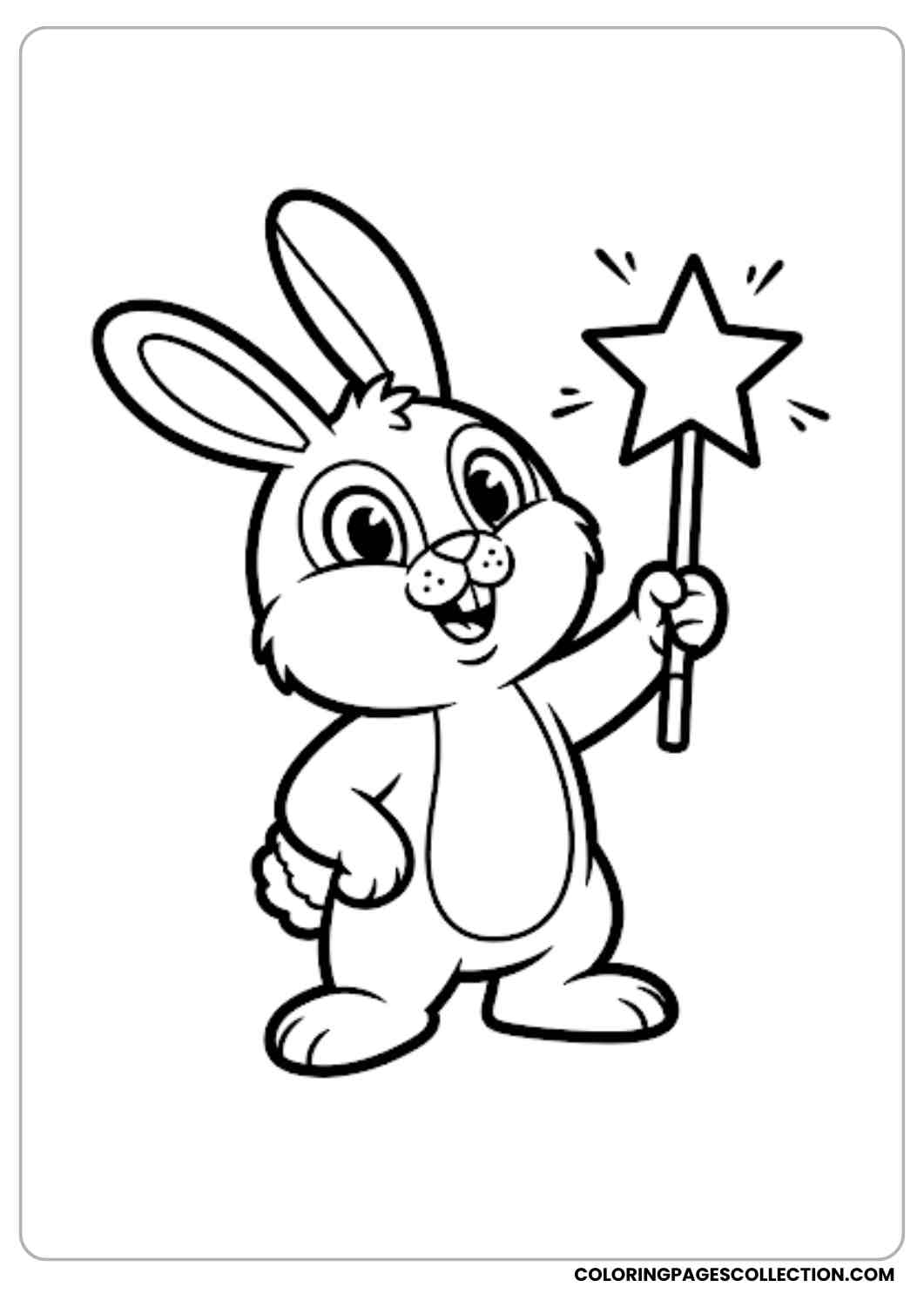 bunny wearing dress with wand coloring page