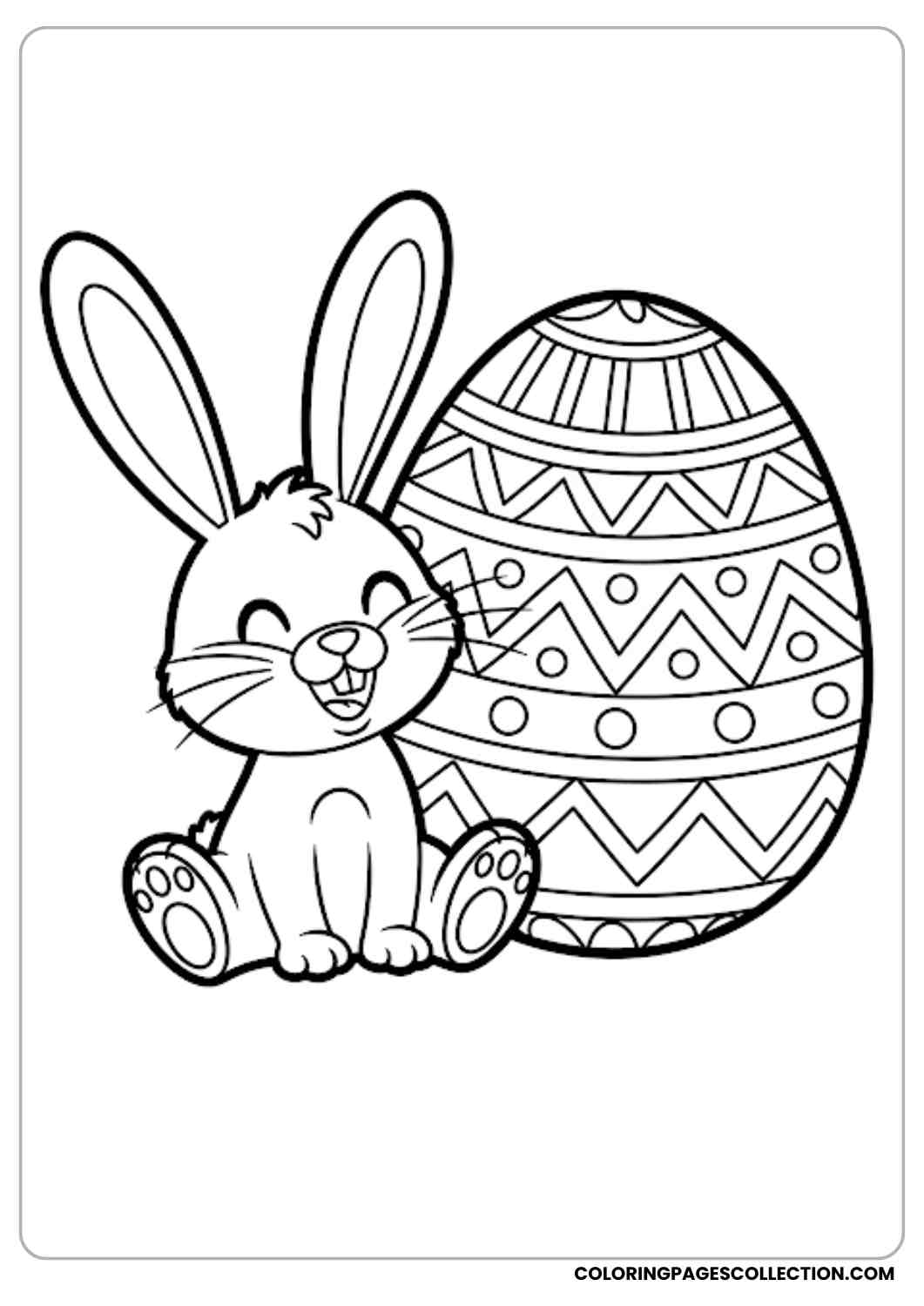 bunny sitting next to easter egg coloring page