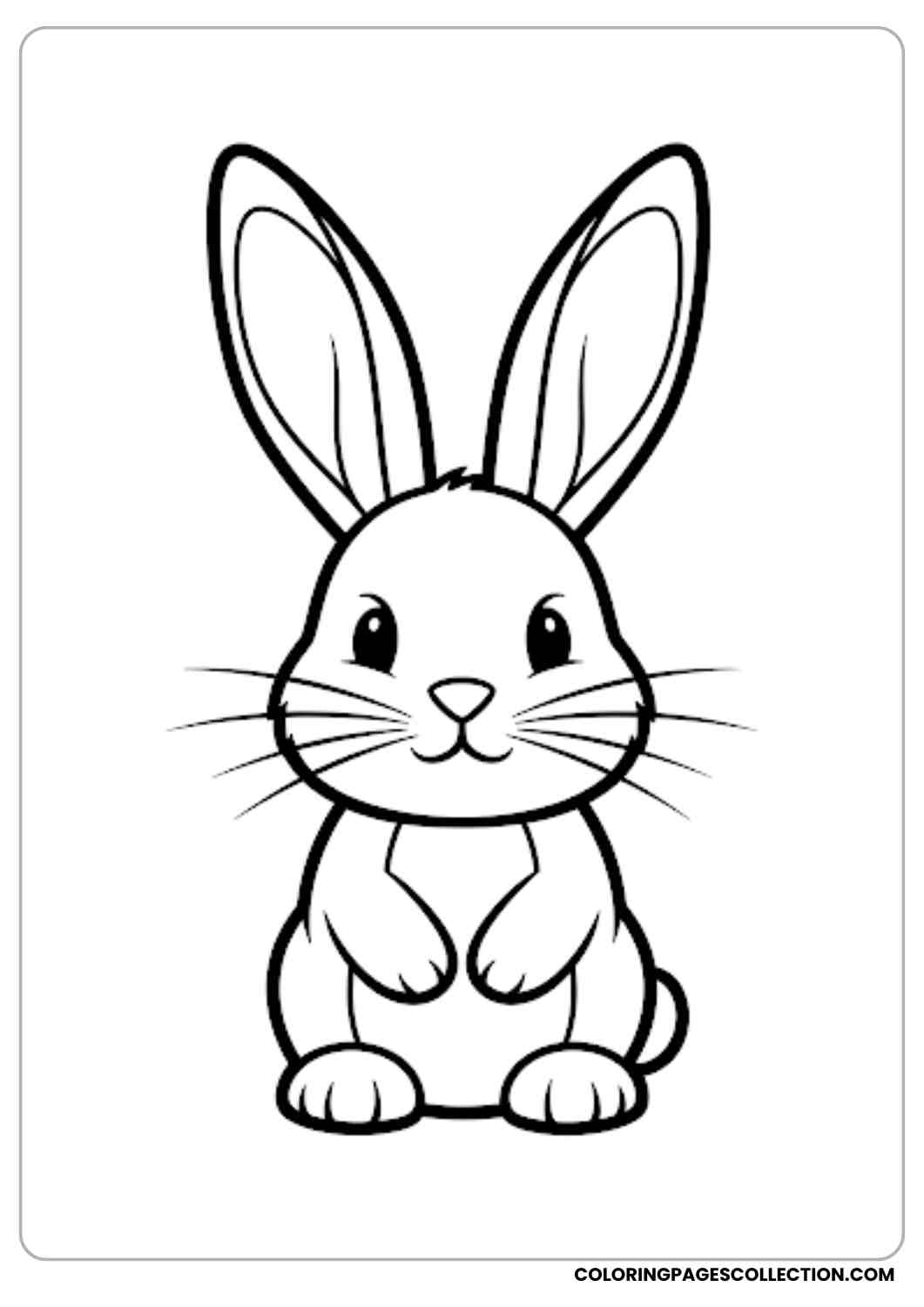 cute bunny sitting upright simple outline coloring page