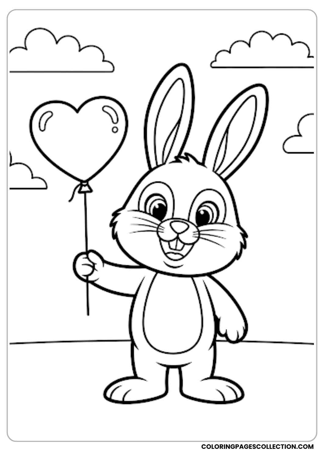 bunny holding heart-shaped balloon coloring page