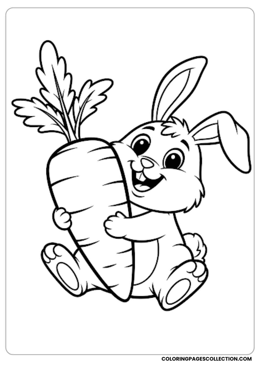 bunny hugging big carrot coloring page