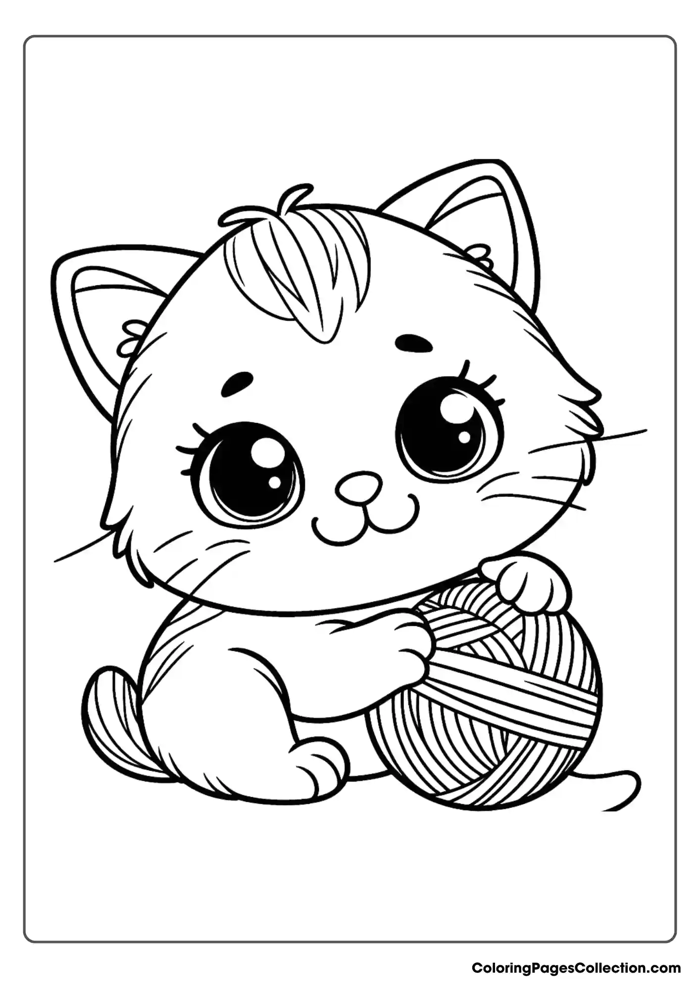 Cute Cat With A Ball Of Yarn