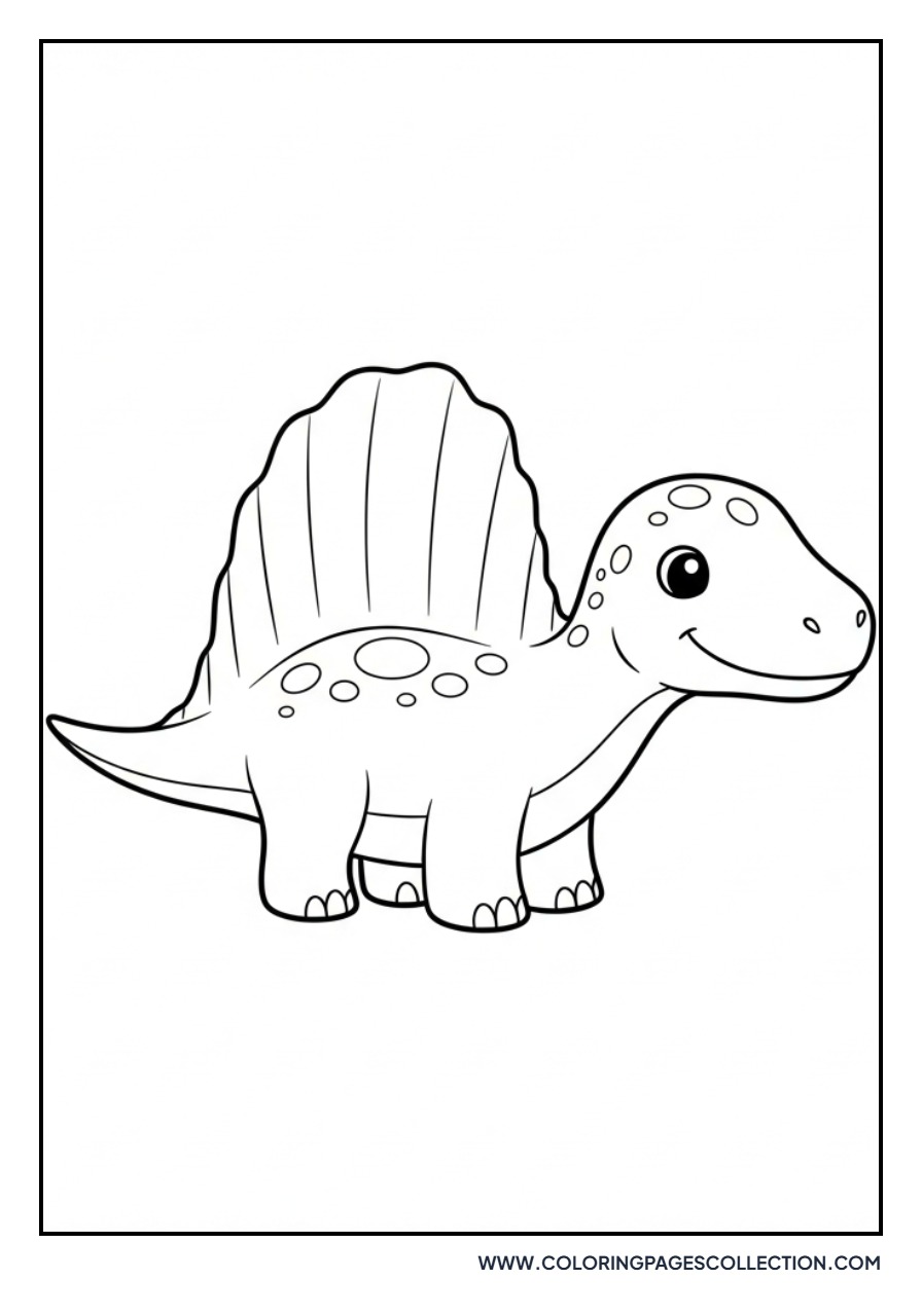 Baby Spinosaurus Playing in Water - Free Printable Line Art
