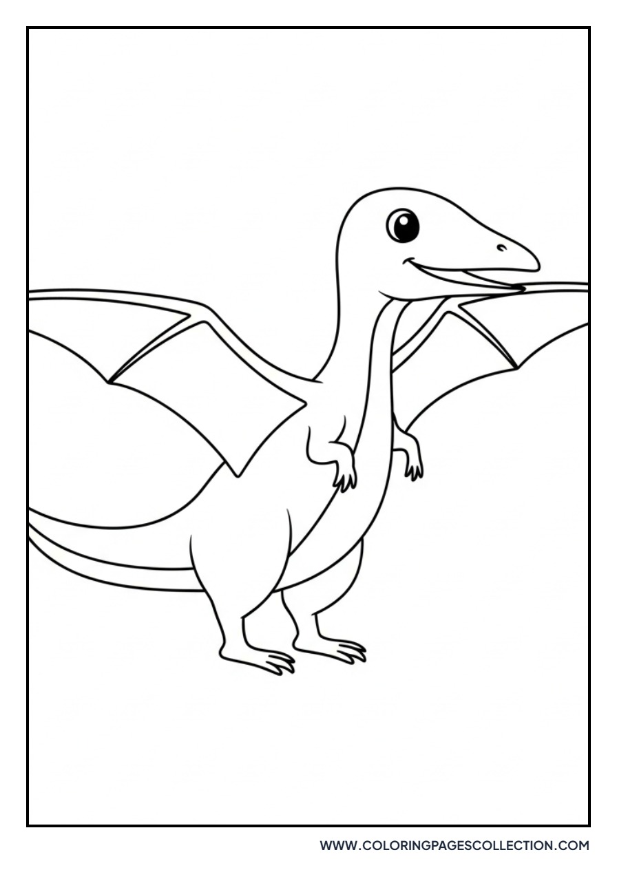 Cute Archaeopteryx with Feathers - Free Printable Line Art