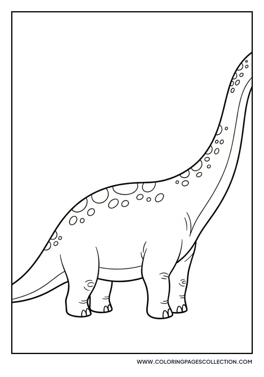 Cute Diplodocus with a Long Tail - Free Printable Line Art