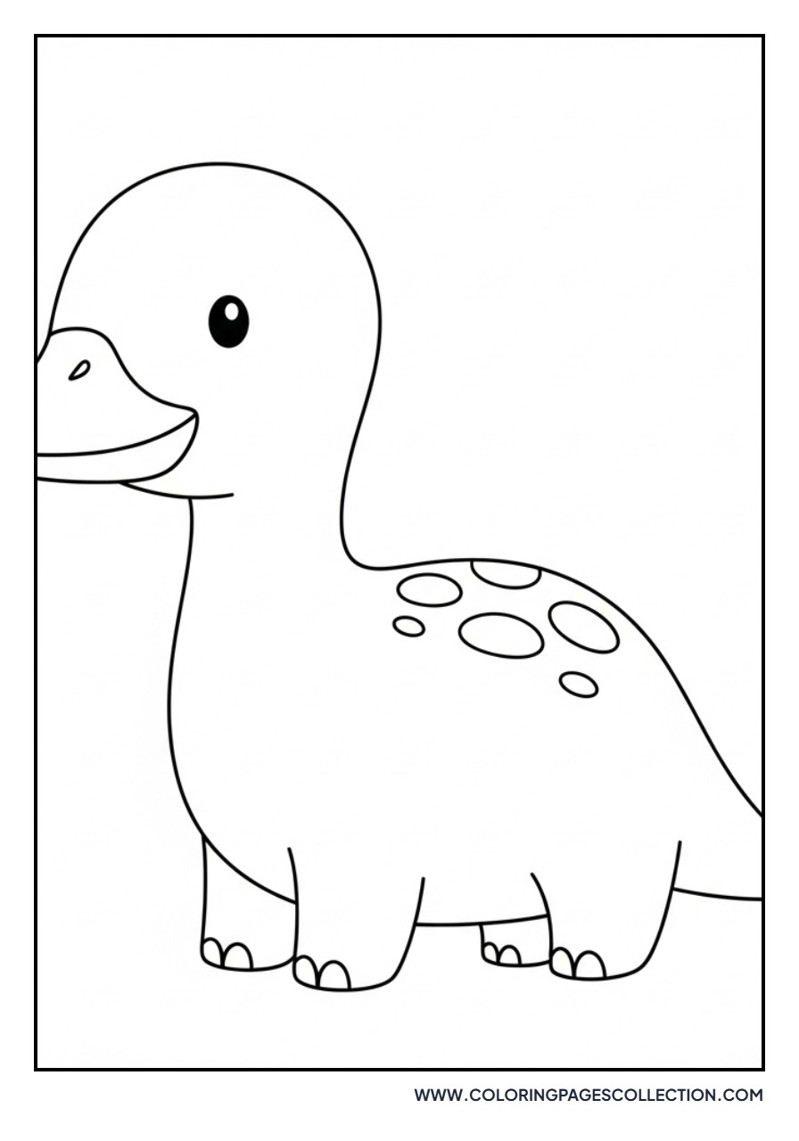 Cute Edmontosaurus with Duck Bill - Free Printable Line Art