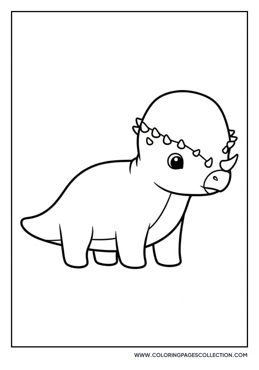 Cute Pachycephalosaurus with Round Head - Free Printable Line Art