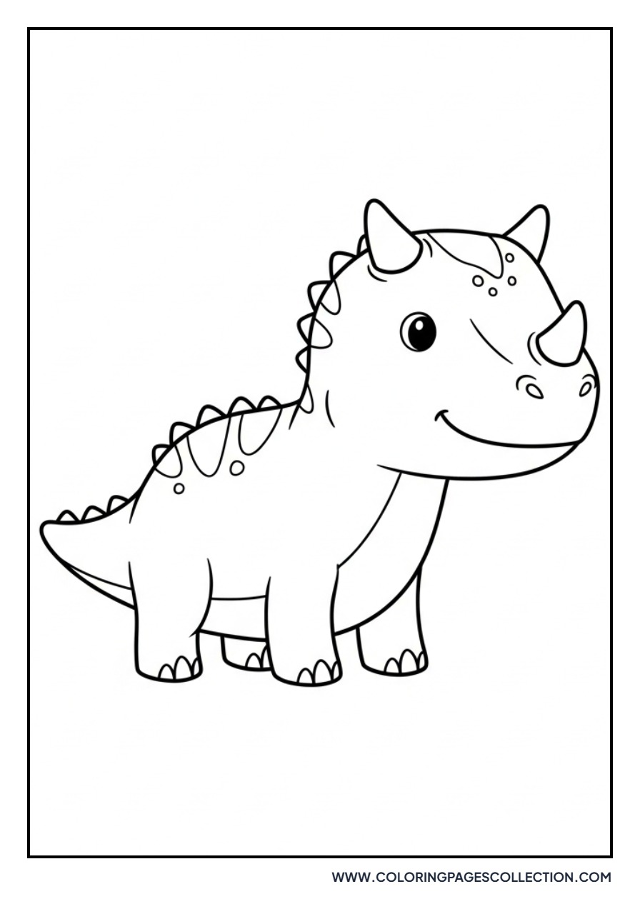 Friendly Carnotaurus with Tiny Horns - Free Printable Line Art