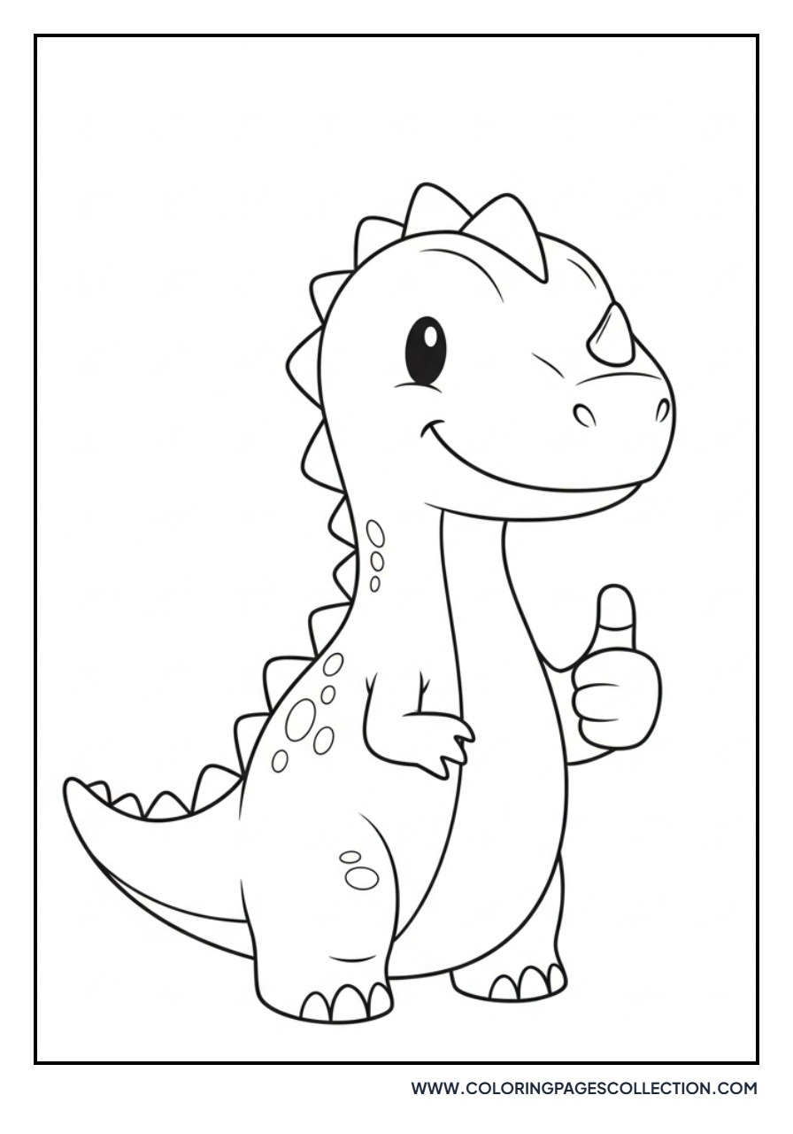 Happy Iguanodon Standing Up - Free Printable Line Art