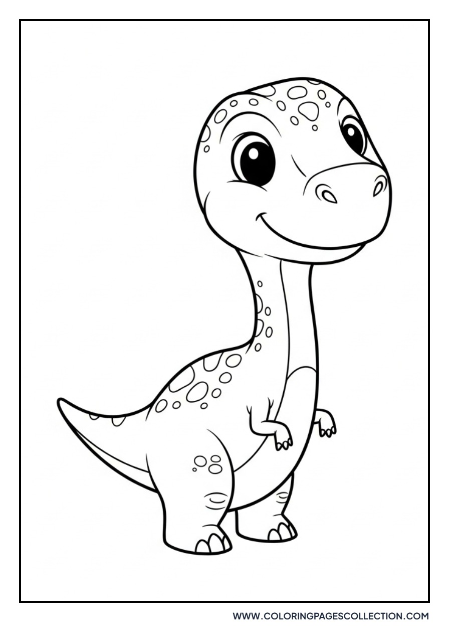 Smiling Allosaurus for Kids - Free Printable Line Art