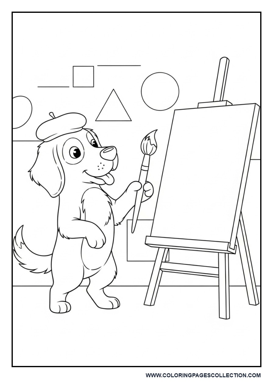Artist Dog Painting