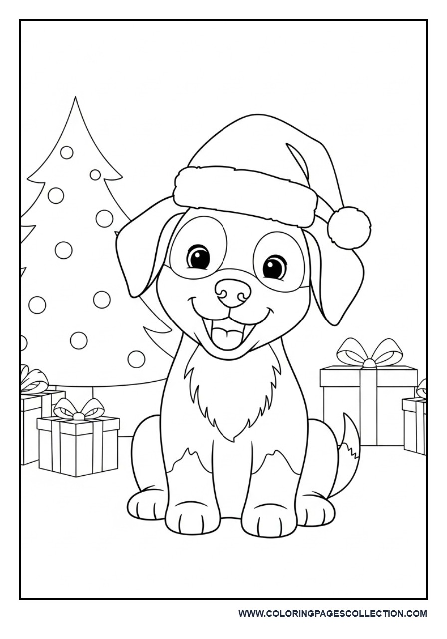 Christmas Dog with Santa Hat