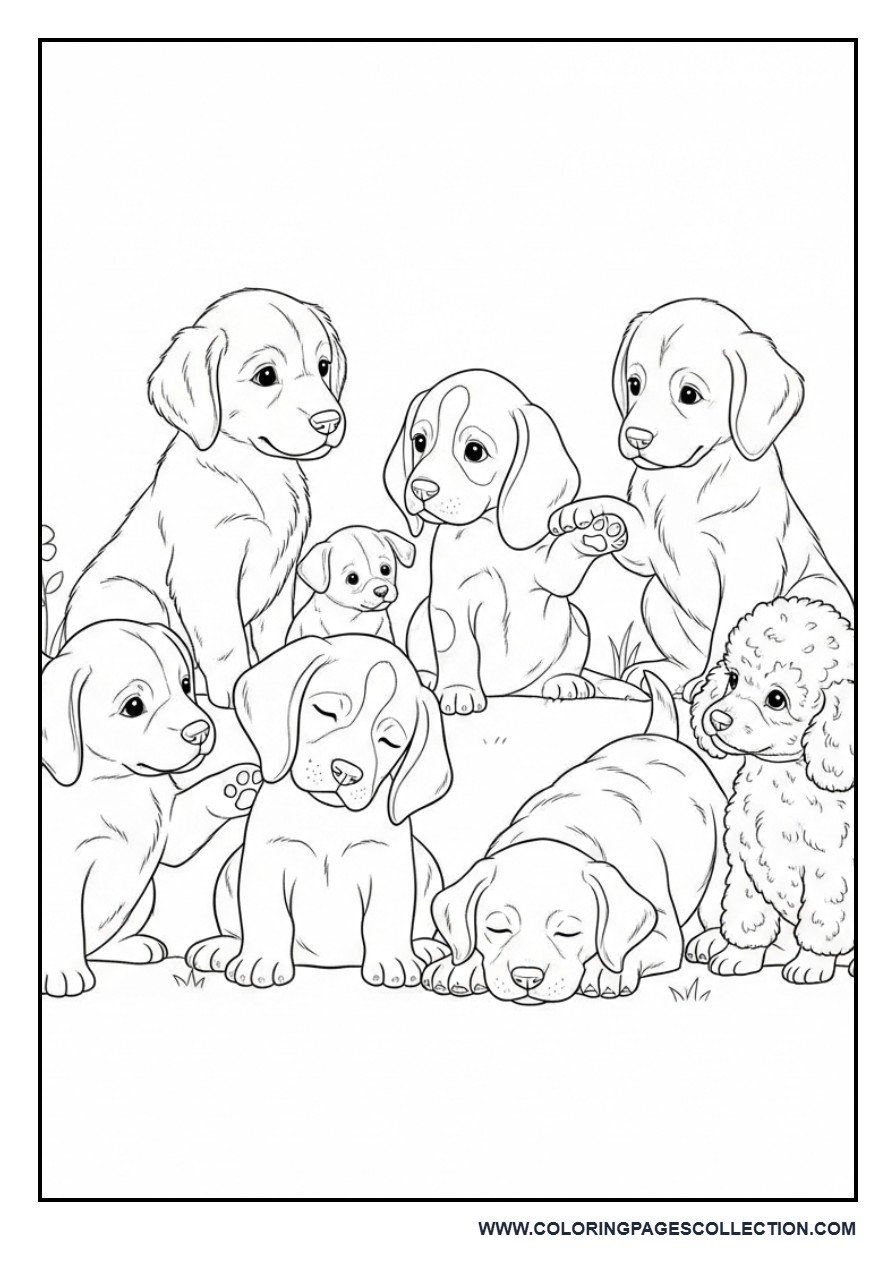 Cute Puppy Family Scene