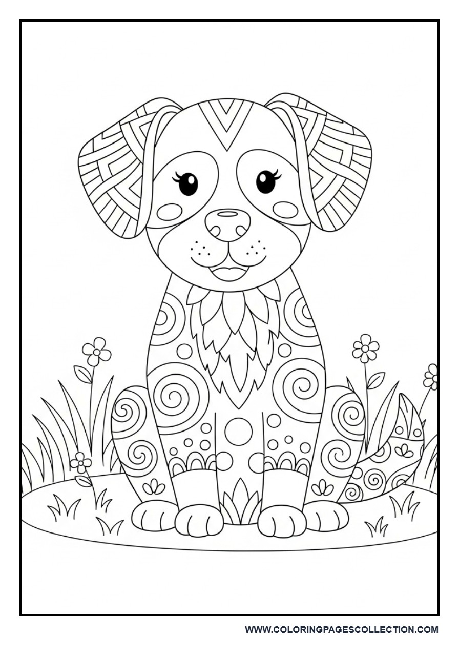 Detailed Dog with Patterned Fur