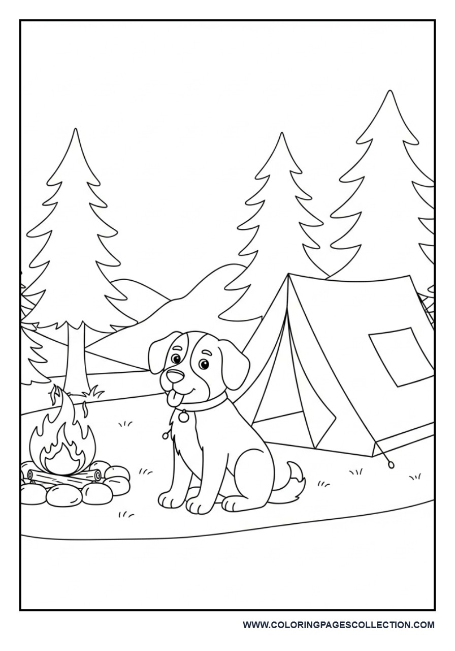 Dog Camping Scene