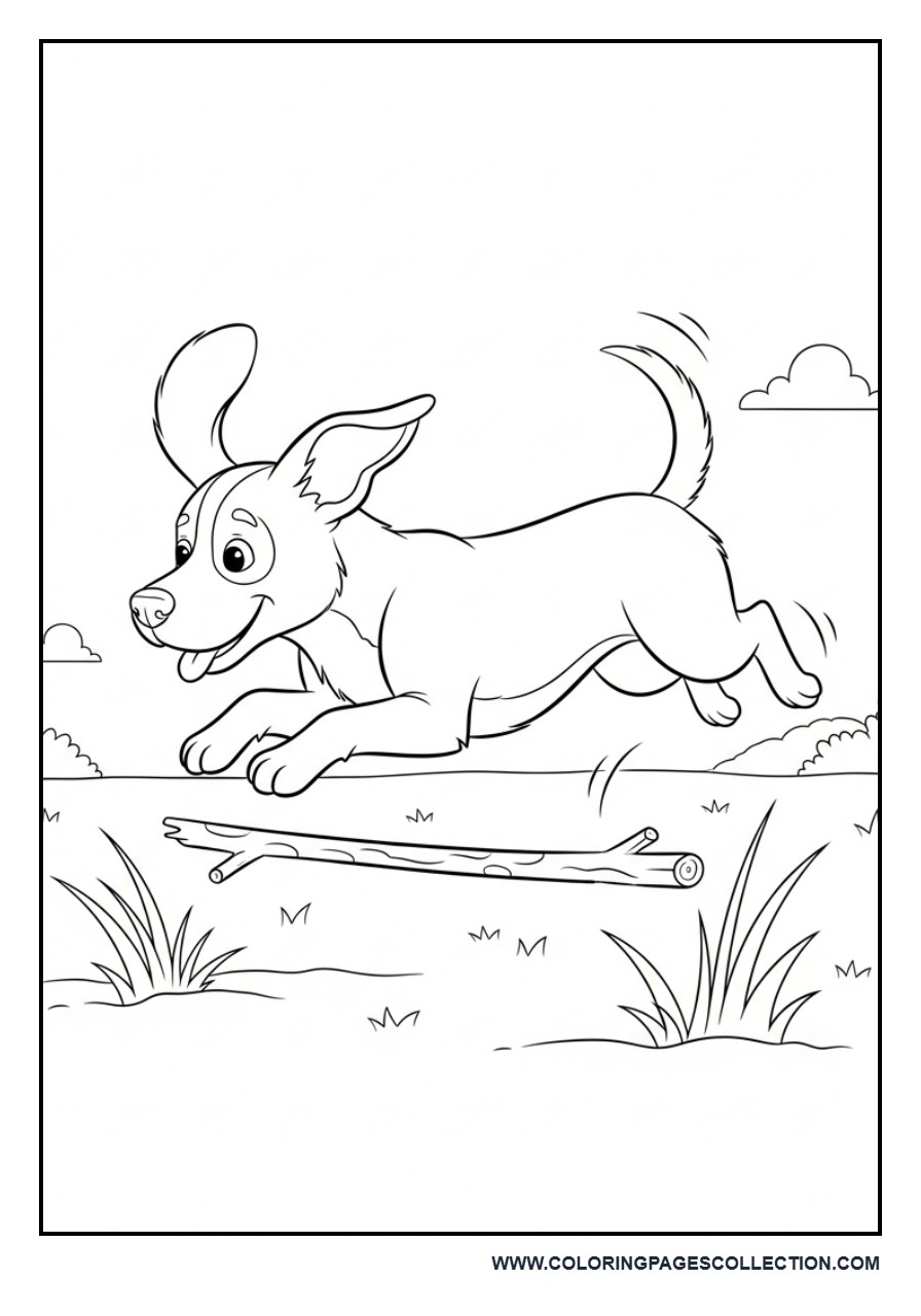 Dog Jumping Over Stick