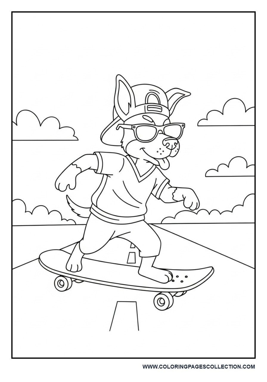 Dog on Skateboard