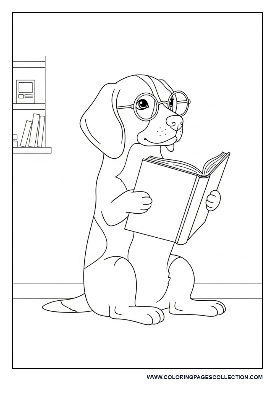 Dog Reading a Book