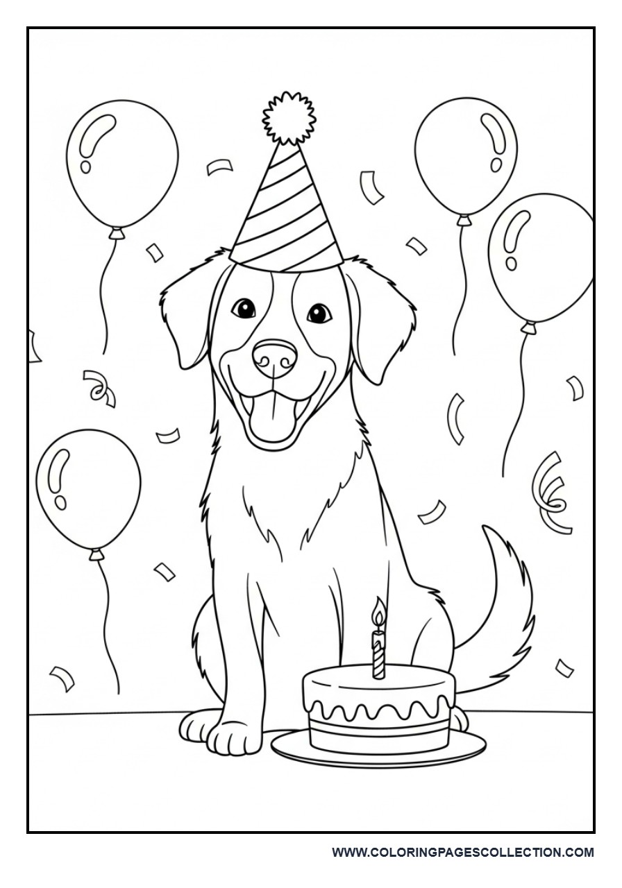 Dog Wearing a Party Hat