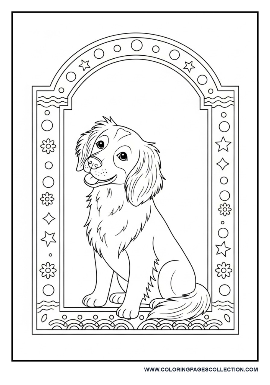 Dog with Frame Border Design