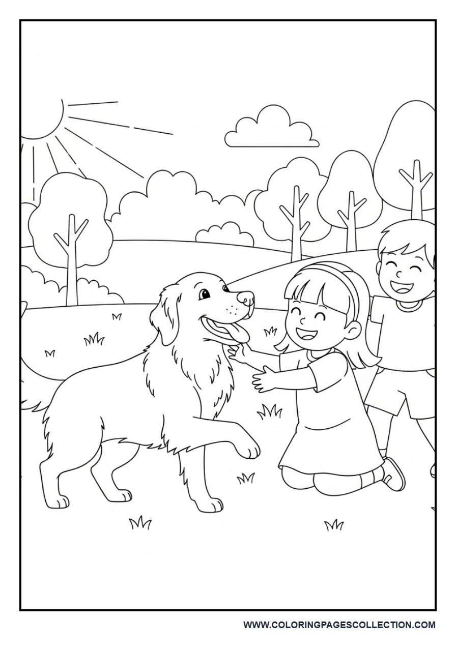 Dog with Kids Playing