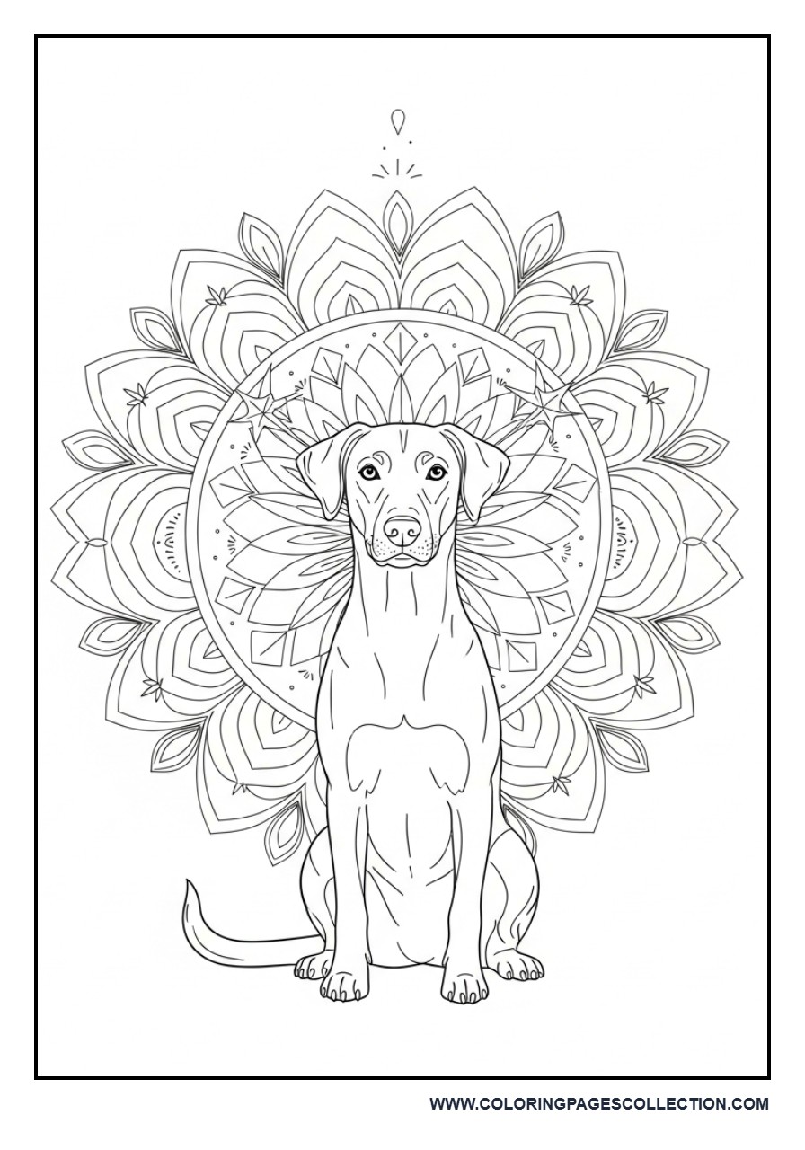 Dog with Mandala Style Background