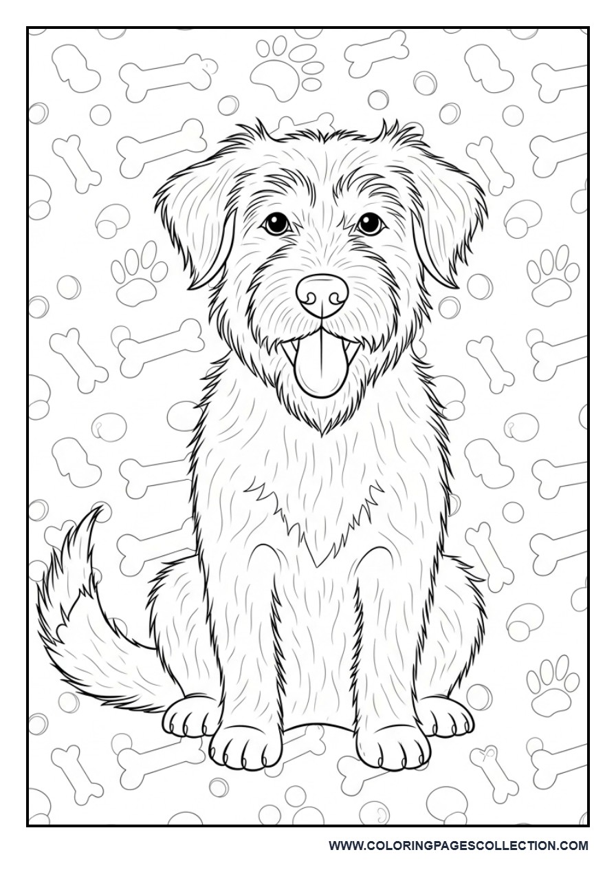 Dog with Repeating Background Patterns