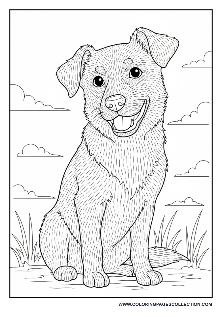 Dog with Textured Fur Lines