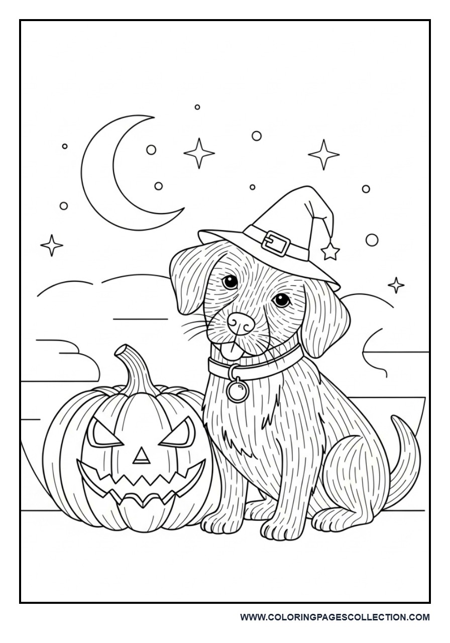 Halloween Dog with Pumpkin