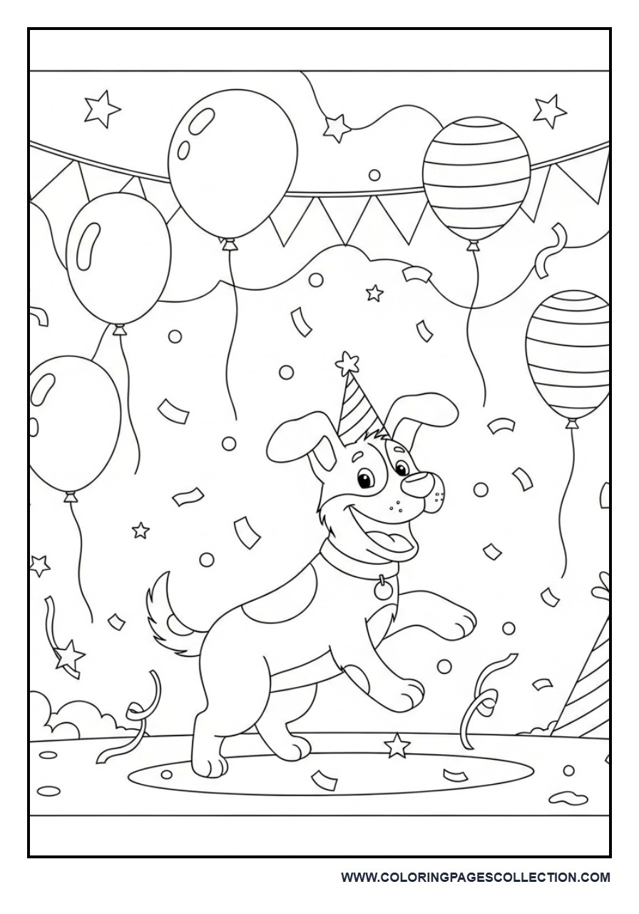 Happy Dog Celebration Scene