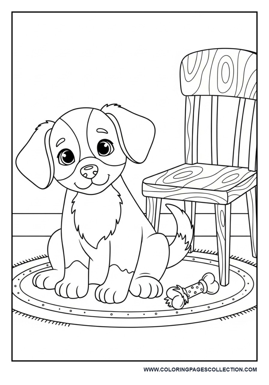 Puppy in Cozy Room Scene