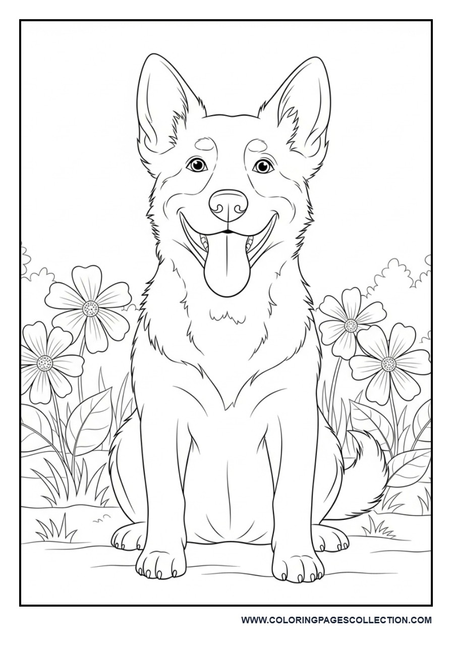 Spring Dog with Flowers