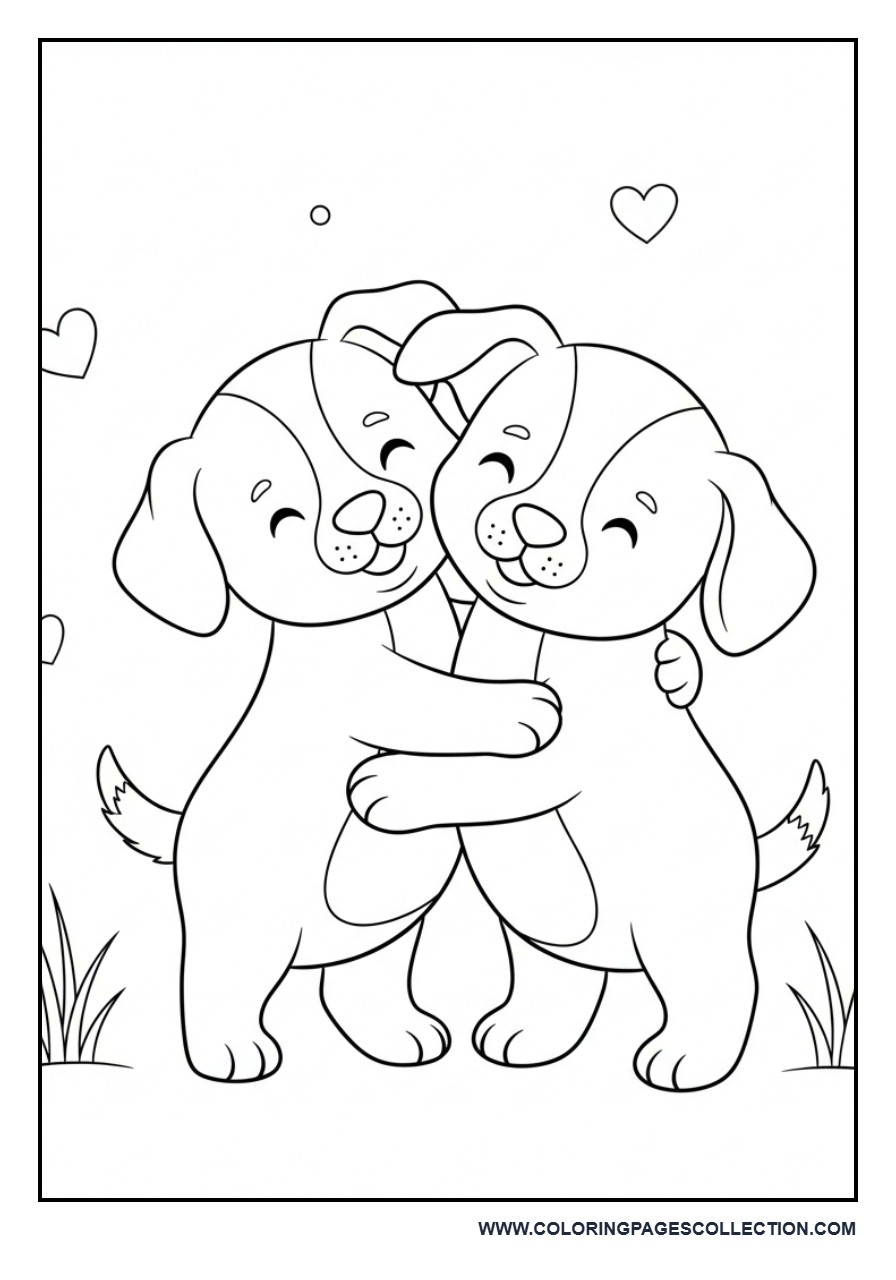 Two Puppies Hugging