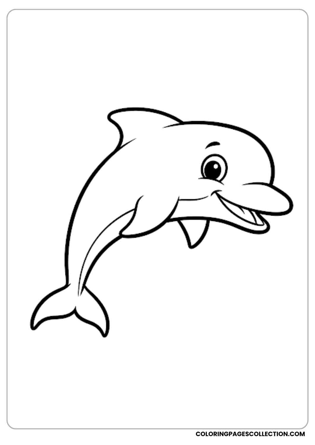 Smiling Big-Eyed Dolphin coloring page.