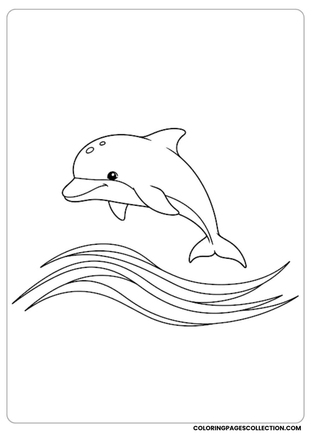 Baby Dolphin Jumping Waves coloring page.