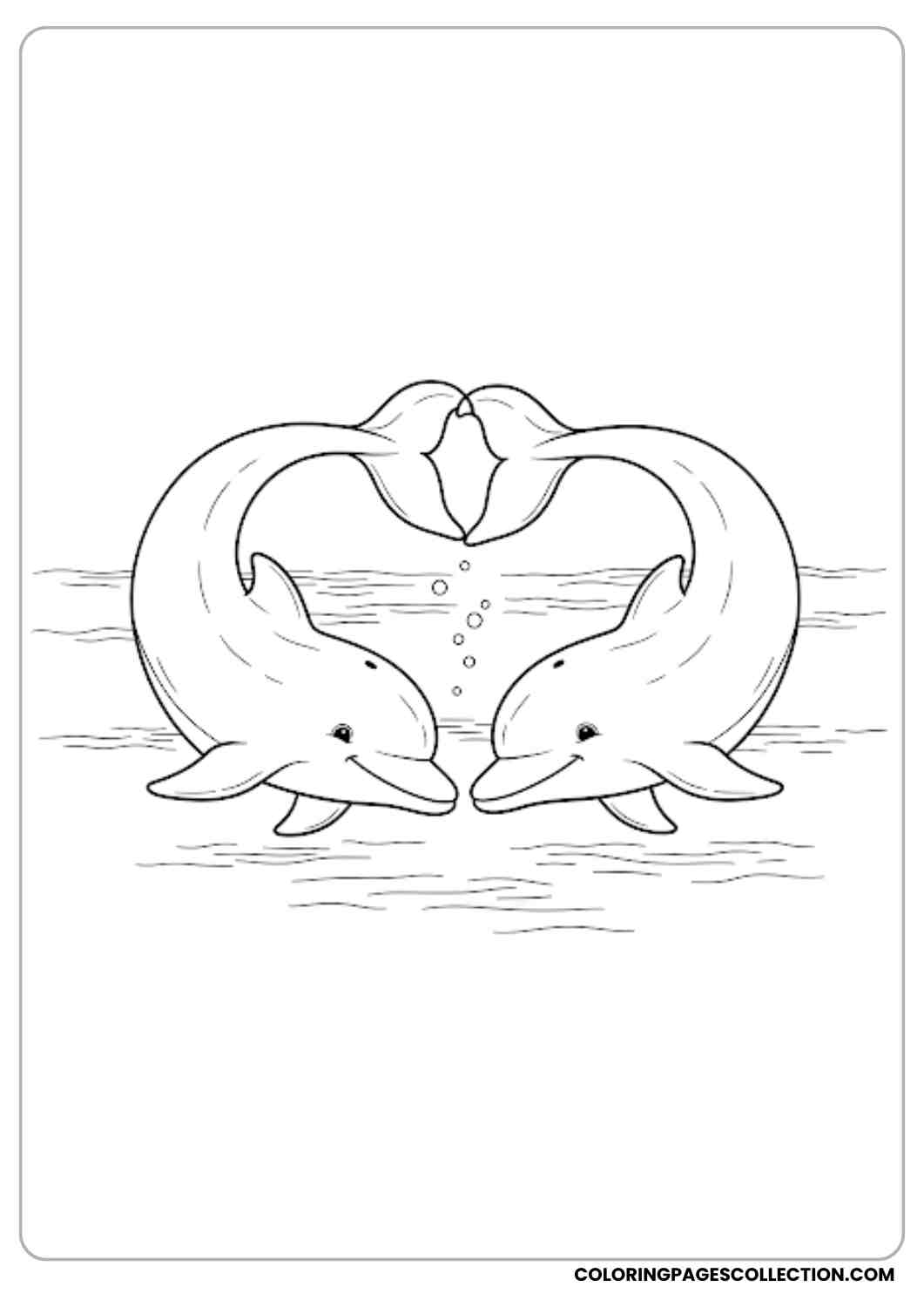 Dolphins Making Heart Shape coloring page.