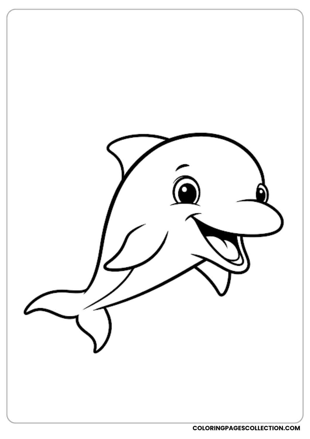 Happy Dolphin with Big Eyes coloring page.
